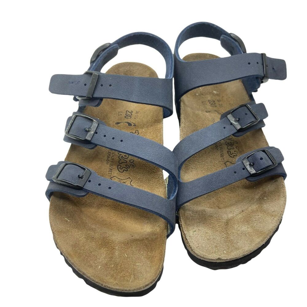 Birkenstock Women's Birkis Navy Classic Flat Strappy Sandals Size 36 US 5 Narrow